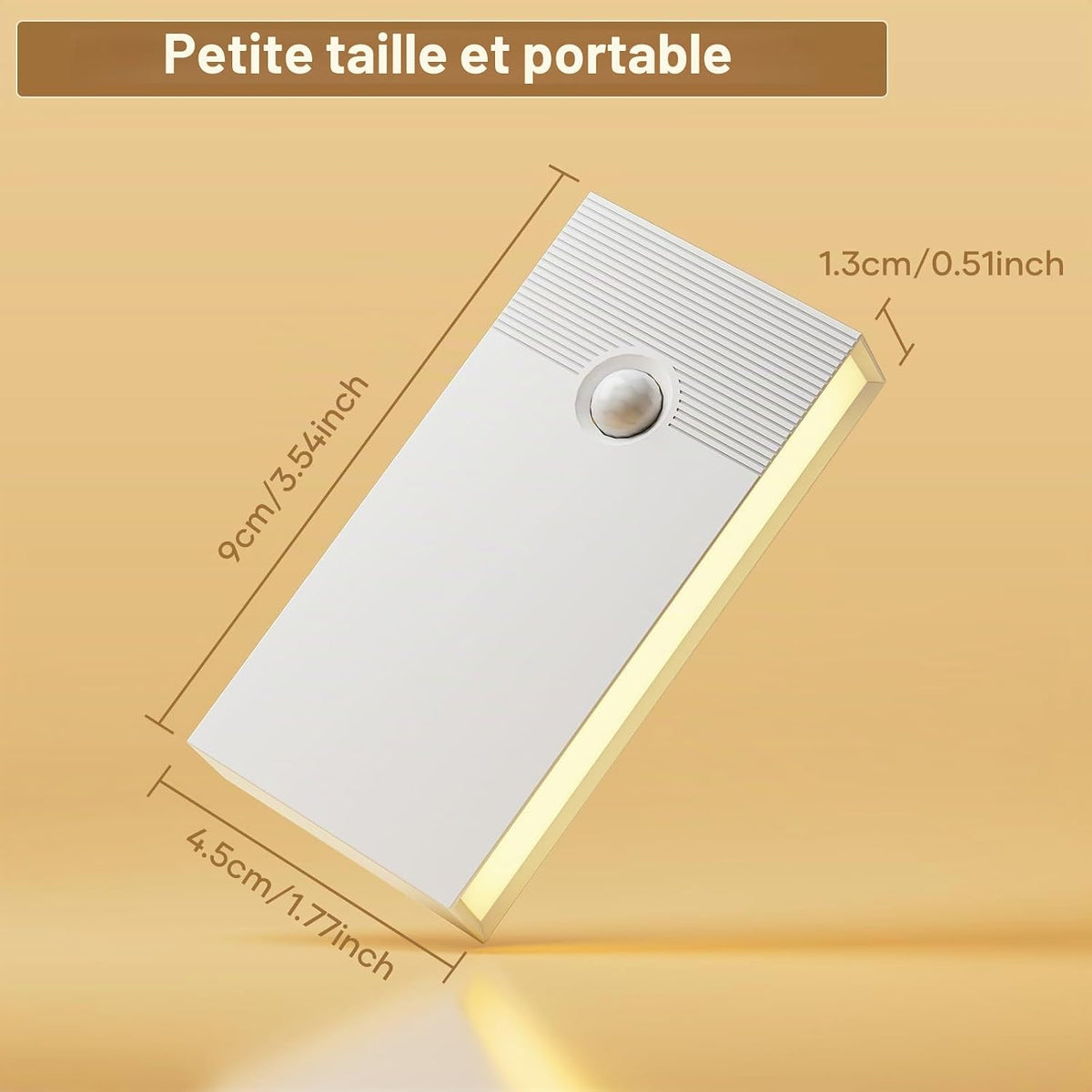 Veilleuse Détecteur de Mouvement,Lot de 4 Veilleuses LED Rechargeables avec 3 Modes(AUTO/OFF/ON),2700K Lampe Detecteur de Mouvement Interieur pour Escaliers,Couloirs, Armoire,Chambre