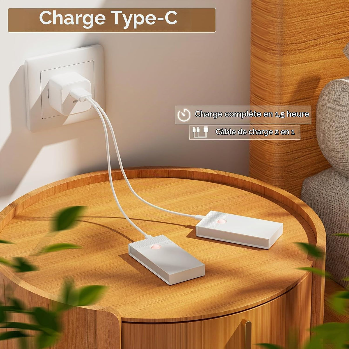 Veilleuse Détecteur de Mouvement,Lot de 4 Veilleuses LED Rechargeables avec 3 Modes(AUTO/OFF/ON),2700K Lampe Detecteur de Mouvement Interieur pour Escaliers,Couloirs, Armoire,Chambre